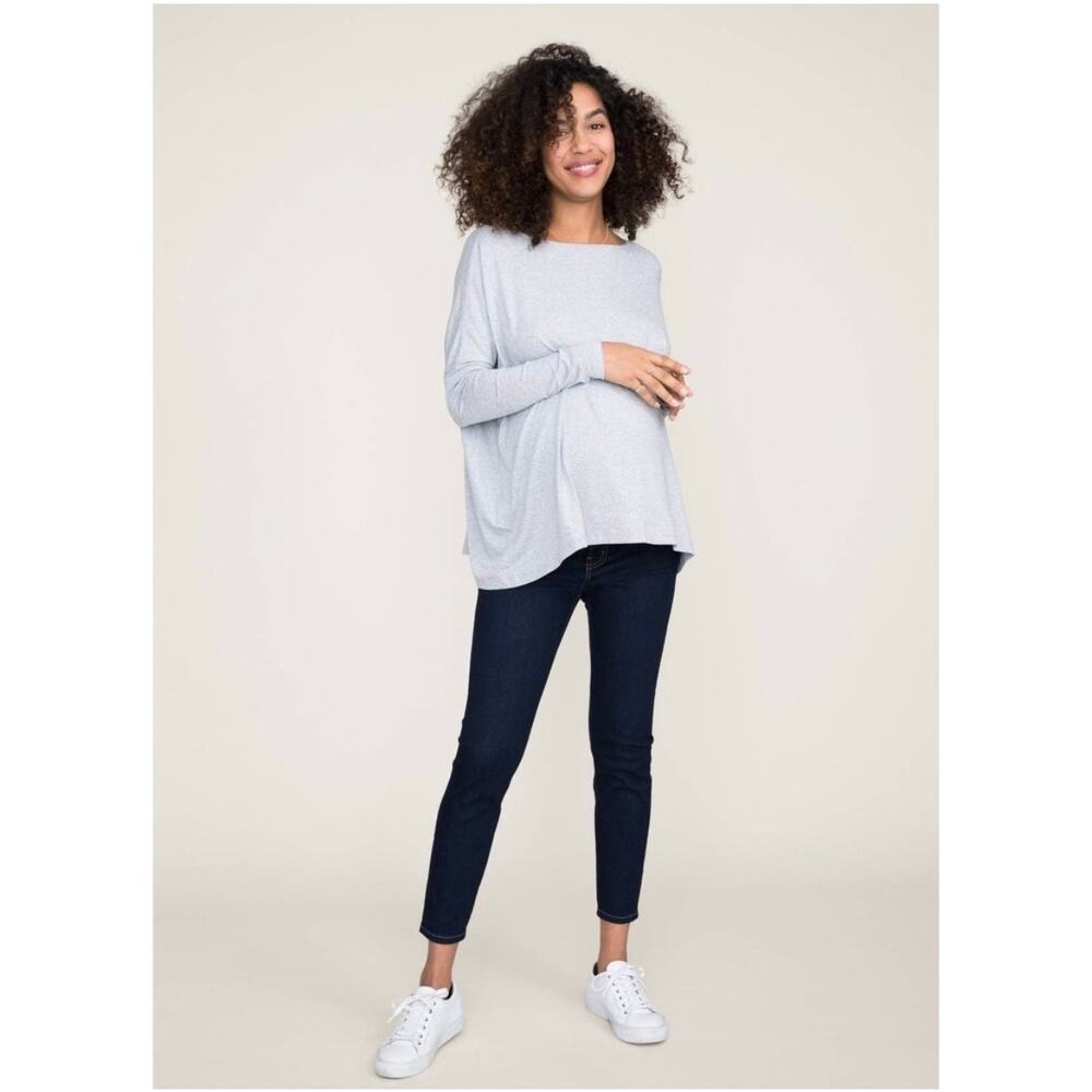 Hatch Collection Maternity The Long Sleeve Tee Gray Size XS